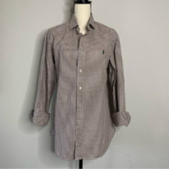 Ralph Lauren Brown & White Checkered Button-Down Shirt - Picture 3 of 15